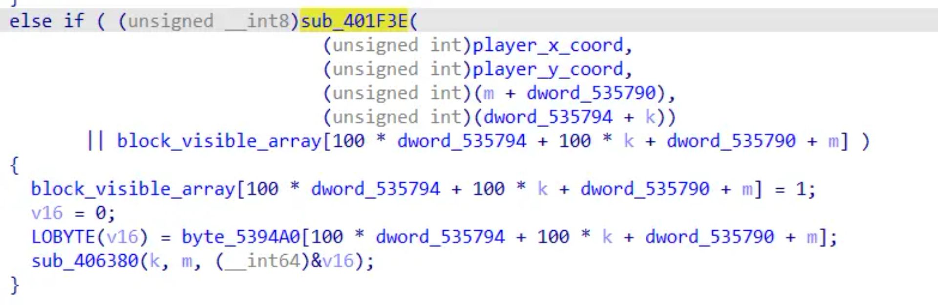 Screenshot of the decompiled if else statement in IDA Pro